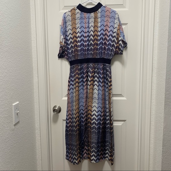 NWT TED BAKER Samii Geo Printed Rib Detail Midi Dress - Picture 10 of 16